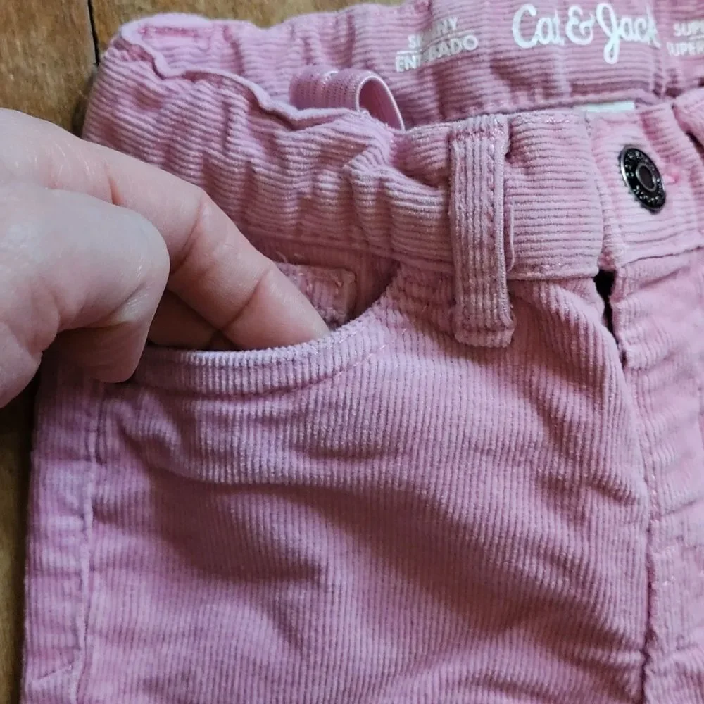 Cat & Jack pants 3T pink corduroy pastel spring cotton adjustable waist